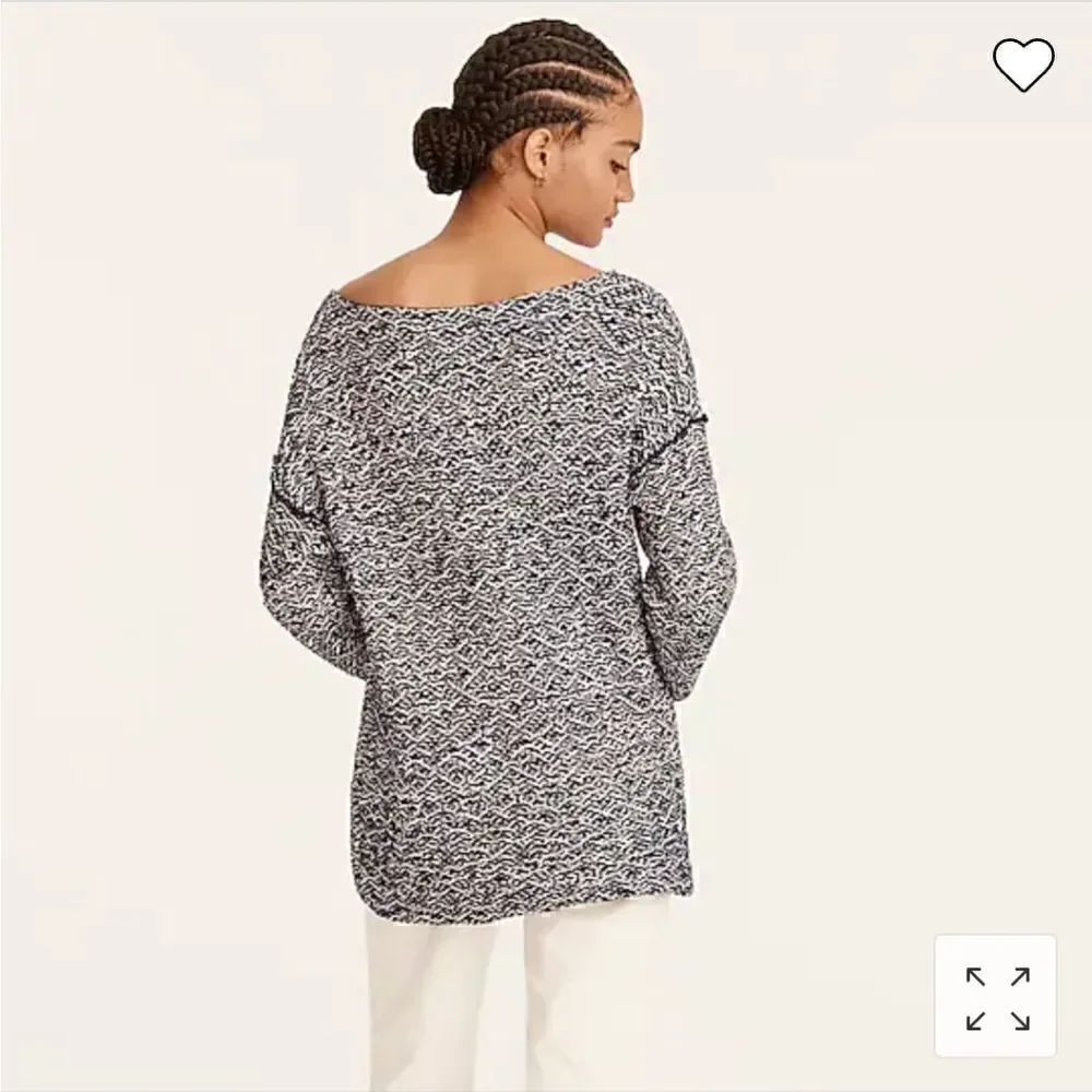 J CREW Sweater Tunic Boatneck Marled Cotton Blend